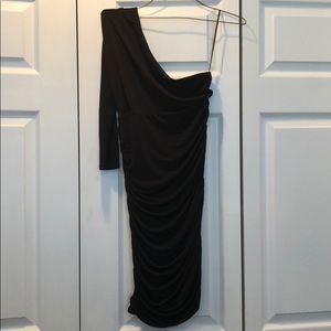 One shoulder black dress